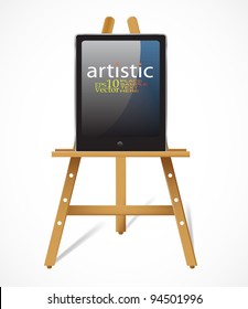 Vector easel with tablet pc:digital art concept
