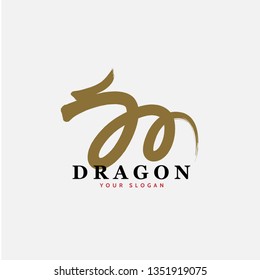 Vector East Asian dragon sign icon with letter "M" shape.