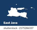 vector of East Java map in blue and white color