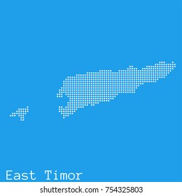 Vector East Timor map silhouette dotted on blue background
