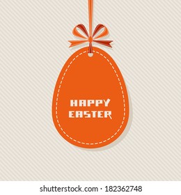 Vector Easter background. Banner in shape of egg with ribbon and bow. Decorative illustration for print, web