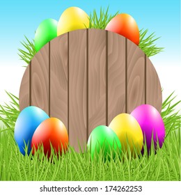 Vector Easter Background with Eggs and Grass