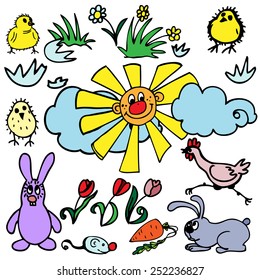 Vector easter background. Ornate spring  texture.Seamless pattern can be used for wallpaper, pattern fills, web page background, surface textures.Hand drawn illustration. Easter set