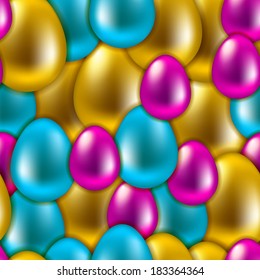 Vector Easter background. Seamless pattern of colorful shiny eggs for design. Vector illustration EPS 10.