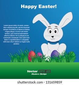 Vector Easter background/brochure design with easter bunny and eggs