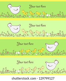Vector easter banners with chicken