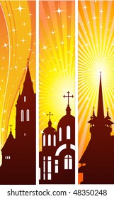 vector easter banners with churches