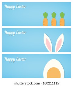 Vector easter banners with egg, rabbit ears and carrot