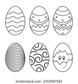 vector Easter black and white eggs set spring flat decorative elements