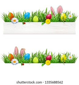 Vector Easter Border with Grass isolated on white background