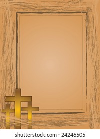 vector Easter border with three crosses