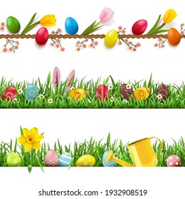 Vector Easter Borders Set 2 isolated on white background