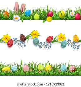 Vector Easter Borders Set isolated on white background