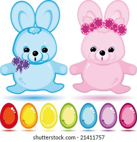 Vector Easter bunnies
