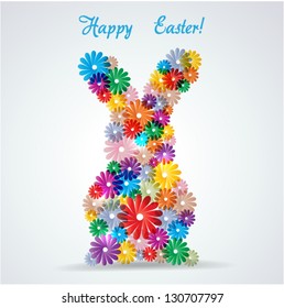 Vector easter bunny created  from colorful flowers
