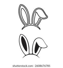 Vector Easter bunny ears mask. Spring Bunny Ears Hat isolated on white background