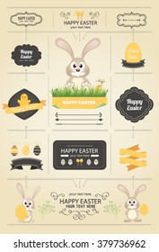 Vector Easter Bunny and eggs