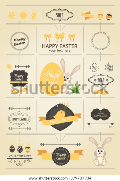 Vector Easter Bunny\
and eggs. Happy Easter