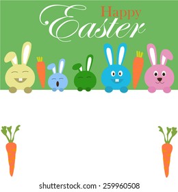 Vector Easter bunny looking out a background