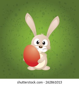 Vector Easter bunny looking out a green background