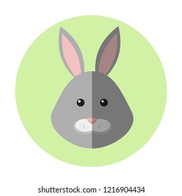 Vector easter bunny portrait on green background