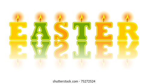 vector easter candles on white background