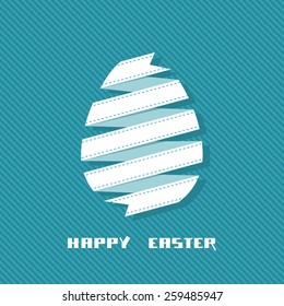 Vector Easter card. Banner egg made from paper ribbon. Original illustration for print, web