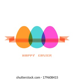 Vector Easter card. Color egg with ribbon. Original illustration for print, web