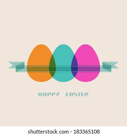 Vector Easter card. Color egg with ribbon. Original illustration for print, web