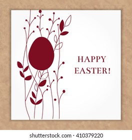 Vector Easter card with egg and branch. Traditional religious symbol. Festive spring illustration. 