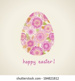Vector Easter card. Egg with cute flower. Original decorative illustration for print, web