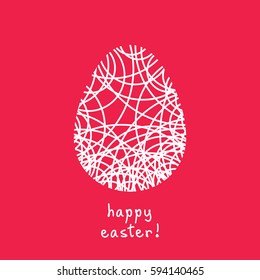 Vector Easter card. Egg doodle background. Cute hand drawn childish invitation, greeting card. Holiday linear illustration for print, web