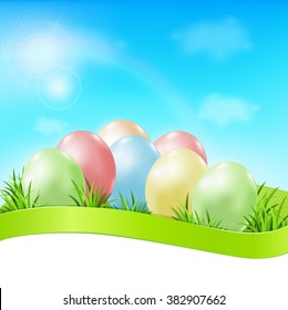 Vector Easter Card Eggs Green Grass Stock Vector (Royalty Free ...