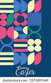Vector Easter card in modern geometric abstract style for a poster, cover, or postcard.