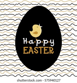 Vector Easter card with singing chicken