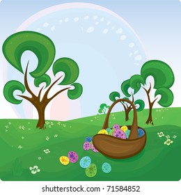 Vector Easter card.Isolated objects for easy editing. Available space for your text. If you search for similar images please browse my gallery.