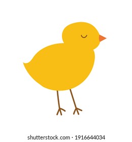 Vector Easter chicken. Cute hand drawn yellow chicken sketch. Simple hand drawn Easter decor.