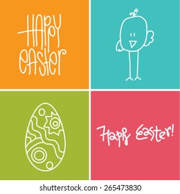 vector easter color set with chicken and egg