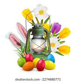 Vector Easter Concept with Green Lamp isolated on white background