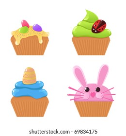 Vector Easter cupcakes