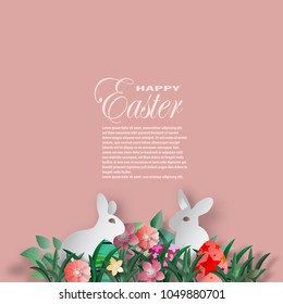 Vector easter day paper cut.for background design, illustration and greeting card.