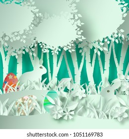 Vector easter day paper cut.for background design, illustration and greeting card.