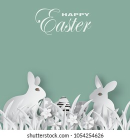 Vector easter day paper cut.for background design, illustration and greeting card.