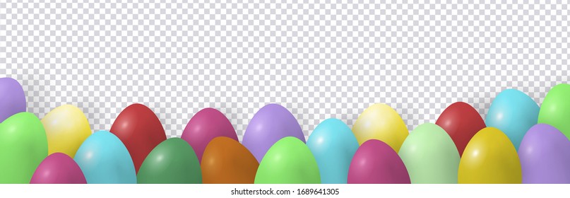 Vector easter decorated eggs in realistic 3d style. Isolated on coloured background, decorative elements for easter holiday design