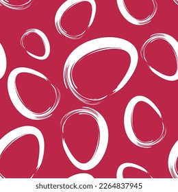 Vector. Easter design with hand drawn brush strokes, viva magenta color eggs. Modern minimalist style. Seamless pattern for a postcard, banner, brochure, poster and other promotional products.