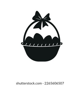 Vector Easter Egg Basket Icon on White Background Eps 10