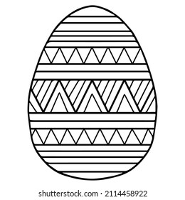 Vector easter egg coloring book page. Black symple geometric pattern on white background