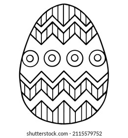 Vector easter egg coloring book page. Black symple geometric pattern on white background