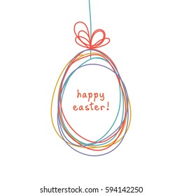 Vector Easter egg doodle background. Cute hand drawn childish invitation, greeting card. Holiday linear illustration for print, web