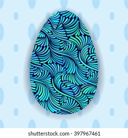 Vector easter egg with floral decor seamless background